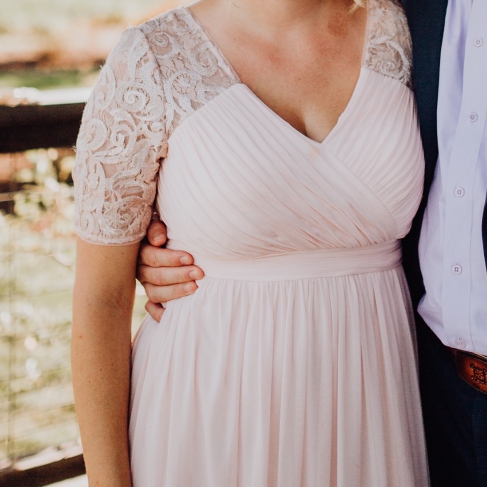 Floor length blush dress